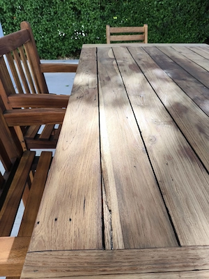 Teak Essgruppe mit Gartentisch samt 2 Teak Sessel, 2 Akazien Stühle und eine Teak Sitzbank inklusiv  Bild 4