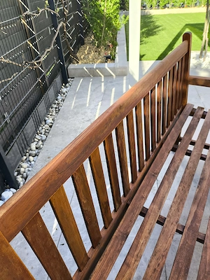 Teak Essgruppe mit Gartentisch samt 2 Teak Sessel, 2 Akazien Stühle und eine Teak Sitzbank inklusiv  Bild 5