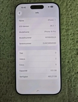 iPhone 16 pro 512GB titan WeiB (Nano-SIM+eSIM) Bild 2