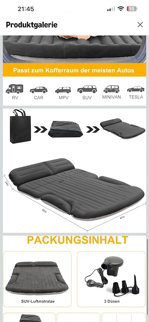Automatratze für Kombi oder SUV Bild 2