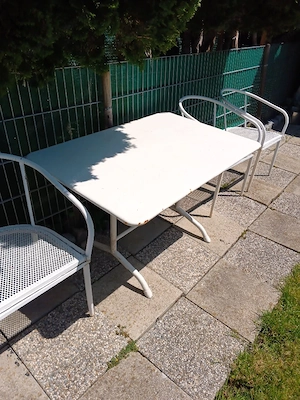 Gartentisch weiss klappbar Bild 2
