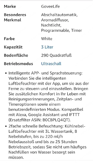 Luftbefeuchter Goveelife Smart  Bild 4