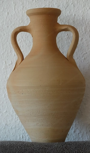 Schöne Tonvase, 28 cm hoch, unbehandelt, Amphore, DEKO, neuwertig,   15,-- Bild 3