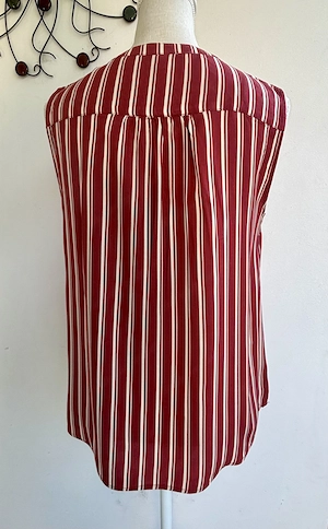 Ärmelloses Kleid mit Streifen in Bordeaux u Creme  Bild 3