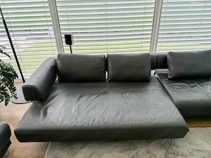 Echtleder Wohnlandschaft Couch, 395cm x 285cm mit 7 Lederkissen Bild 4