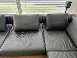 Echtleder Wohnlandschaft Couch, 395cm x 285cm mit 7 Lederkissen Bild 5