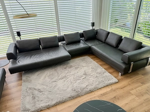 Echtleder Wohnlandschaft Couch, 395cm x 285cm mit 7 Lederkissen Bild 9