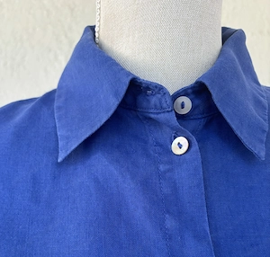 Oversize Damen Leinebluse in Kobaltblau  Bild 3