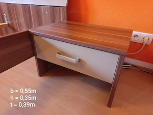 Bett und 2 Nachtkästchen in Nussbaumoptik Bild 2