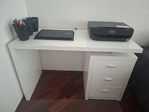 Schreibtisch neu hochglanz weiss Bild 2