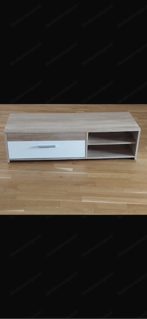 TV-Lowboard in Eiche-Optik mit weißer Schublade Bild 2