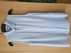luftige Longbluse hellblau weiß Bild 2