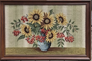 Gesticktes Blumen-Bild