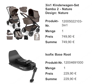 ABC Design 3-in-1 Kinderwagen "Nature" inkl. 360  Isofix-Babyschale & Zubehör Bild 4
