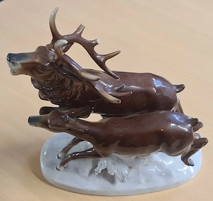 Rehkuh Hirsch Carl Scheidig Porzellan Wild Reh Kuh Rotwild Figur