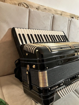 Akkordeon, Hohner Morino+ V 120 De Luxe, Cassotto, schwarz, 5- chörig neuwertig Bild 6
