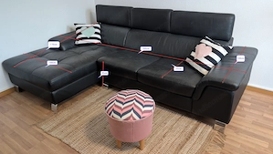 Wohnlandschaft Couch Sofa Leder Schwarz TOP Zustand Bild 2