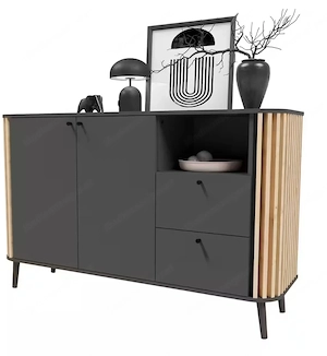 Sideboard in grau mit 2 Türen und 3 Fächern Bild 2