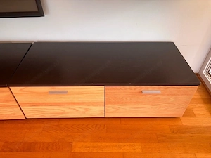 Wohnwand Holz schwarz Bild 3