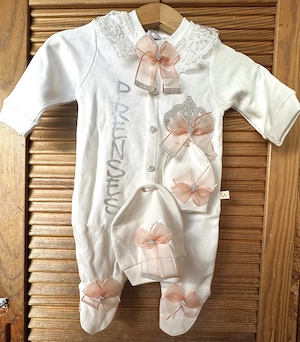 Wiege Holz massiv & Babyset: Strampler Bild 5