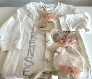 Wiege Holz massiv & Babyset: Strampler Bild 7