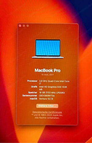 MacBook Pro 15" Touchbar i7 512SSD 16GB Ram Bild 5