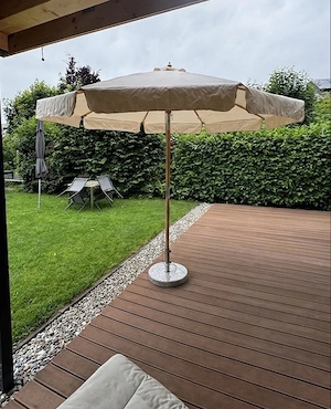 Sonnenschirm Beige Holz   Metall Bild 3