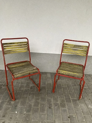 Gartenstühle BAUHAUS Stil authentisch vintage Zustand mit Patina Bild 3