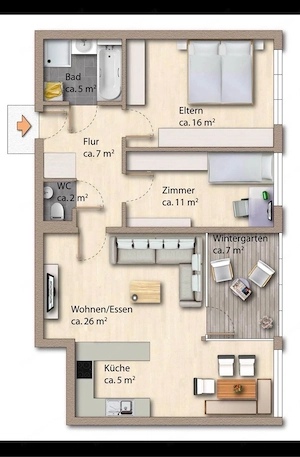 3 Zimmer Wohnung zu Vermieten Bild 2