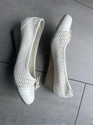 Weiße Graceland Keilpumps Ballerinas mit Blumen-Applikation   elegant & bequem 41 Bild 3