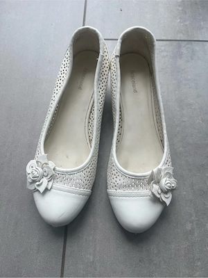 Weiße Graceland Keilpumps Ballerinas mit Blumen-Applikation   elegant & bequem 41