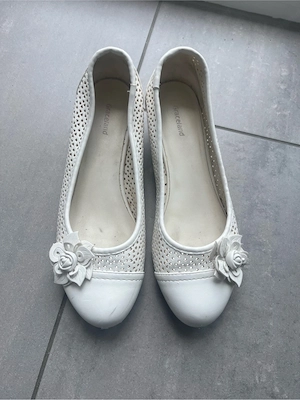 Weiße Graceland Keilpumps Ballerinas mit Blumen-Applikation   elegant & bequem 41 Bild 4