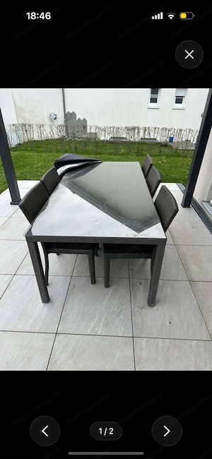 Rattantisch mit Stühle Bild 2