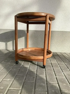 Servierwagen Beistelltisch Trolley aus Holz, vintage made in Denmark 1970er. Bild 5