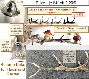 Gehörn Reh Kunststoff, Hirsch Deko-Pilze
