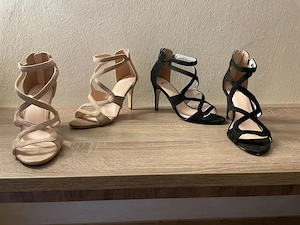 Neue Schuhe   High Heels schwarz beige creme   Gr. 37 Bild 2