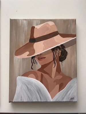 Acrylgemälde mit Frau Unikat  handgemalt- 24x30cm  Bild 2