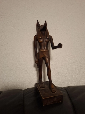 Afrika- Ägypten-Deko Set aus Holz   Maske, Anubis-Figur, Djembe & Elefanten-Buchstützen Bild 2