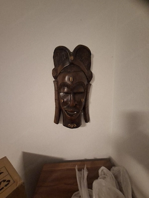 Afrika- Ägypten-Deko Set aus Holz   Maske, Anubis-Figur, Djembe & Elefanten-Buchstützen Bild 5