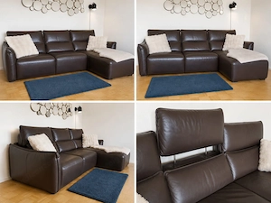 Ledercouch dreiteilig, L-förmig