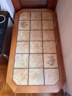 Wohnzimmertisch mit Fliesenplatte - 137 x 77cm