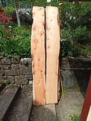 8 zirbenholzdielen, sägerauh unbesäumt, 3,5cm , 8 jahre gelagert Bild 3