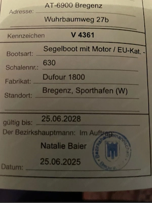 Segelboot Dufour 1800 mit Hänger Bild 4