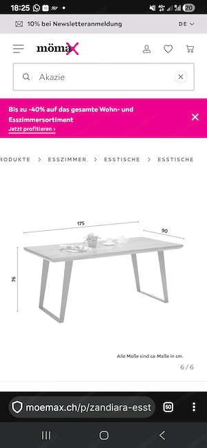 Schöner Esstisch Akazie, massiv L174 B90 H76 Bild 3