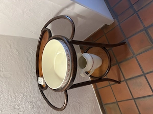 Antiker Fischel Waschständer mit Waschgarnitur   Bugholz, Jugendstil Bild 2