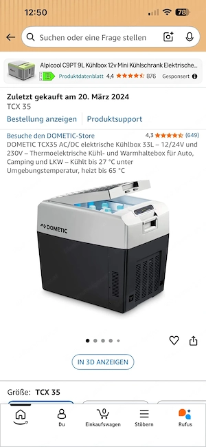 Thermoelektrische Dometic Kühlbox, elektrische kühl- und warmhaltebox,33Liter Bild 4