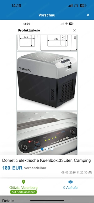 Thermoelektrische Dometic Kühlbox, elektrische kühl- und warmhaltebox,33Liter Bild 3
