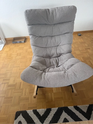 L-Couch grau und Schaukelstuhl + Wohnwand und Couchtisch GRATIS   günstig wegen Umzug VB Bild 4