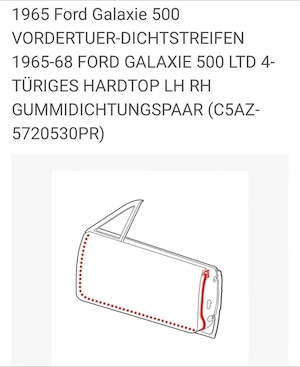 Vordertüre Dichtung Ford Galaxie 500 65-68 Bild 5