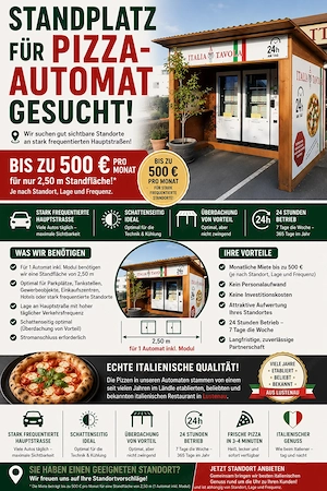 Standplätze für 24h Pizzaautomaten gesucht